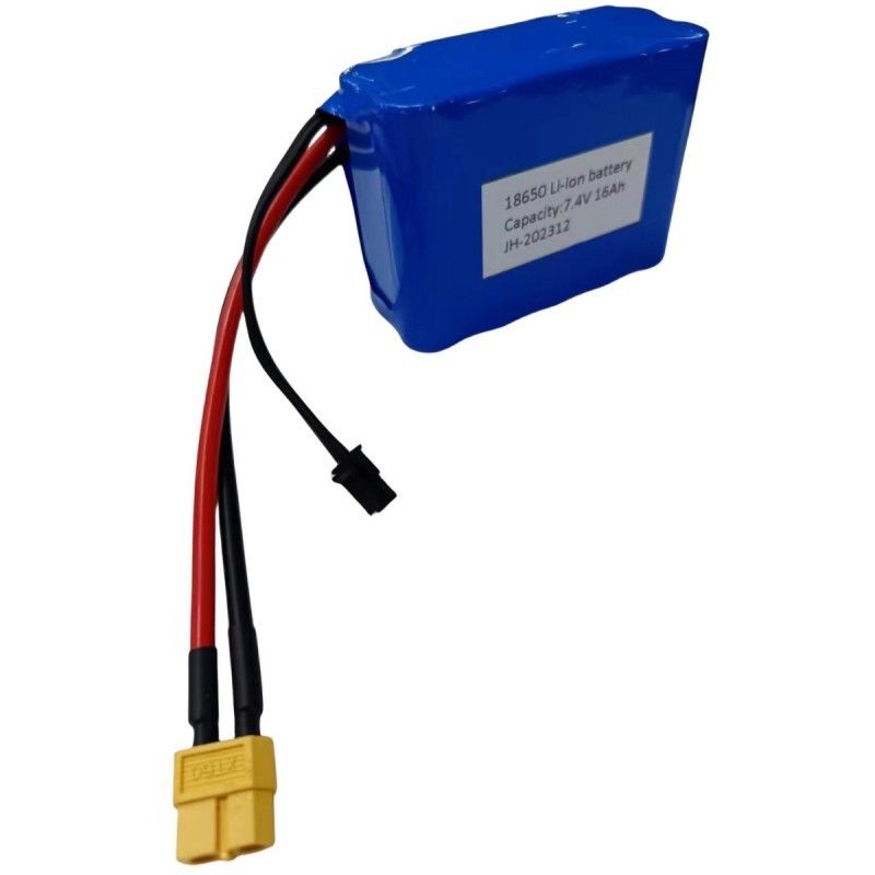 بطارية مخصصة 7.4V 16Ah 2S5P 18650 خلية 3200mAh BMS 25A مع وصلة شحن MX3.0