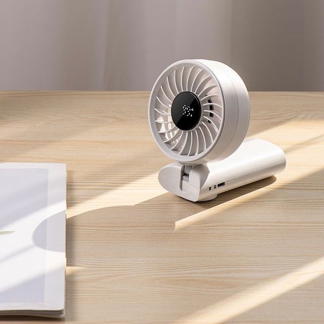 شاشة LED رقمية تعمل بالبطارية مروحة يدوية معلقة مروحة عنق مروحة كهربائية مروحة يدوية قابلة للطي للسفر